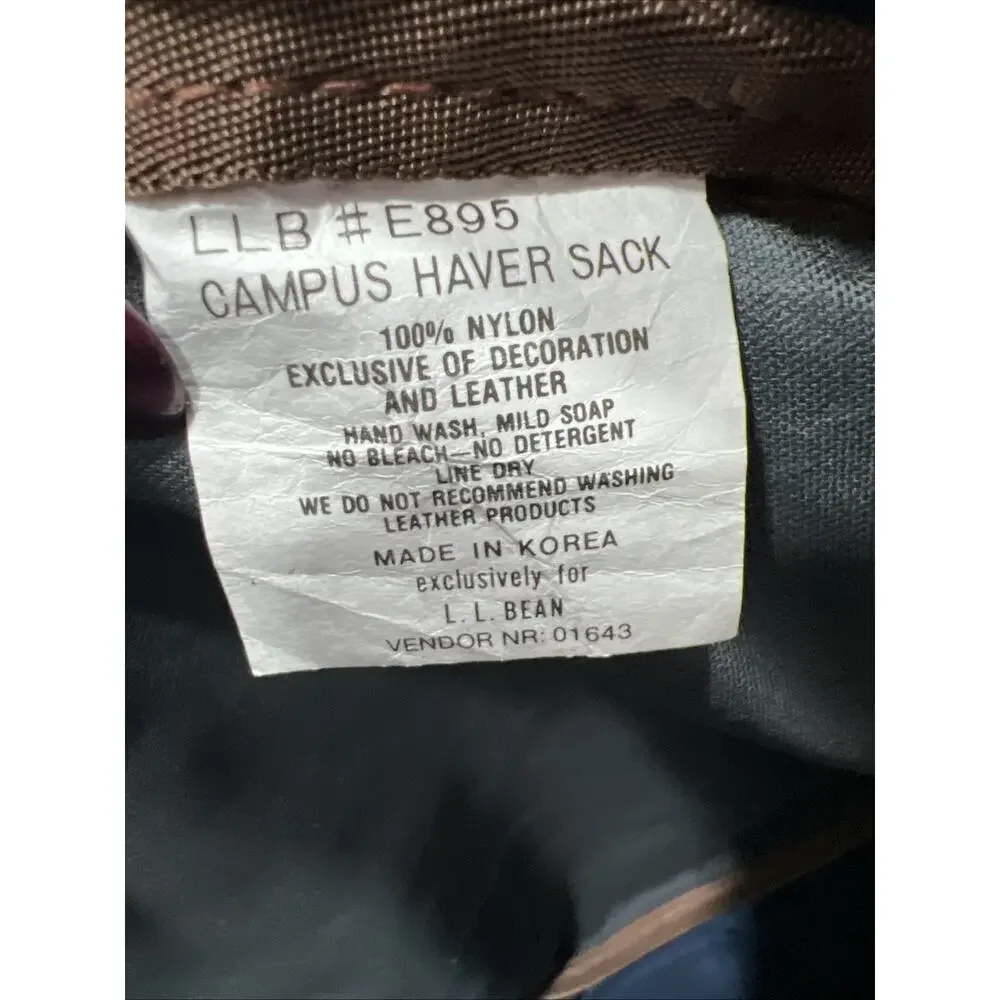L.L. Bean #895 Campus Haver Sack Mens Messenger Bag Blue/Brown